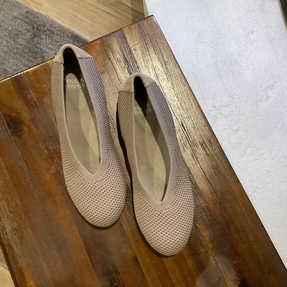 EILEEN FISHER Taupe Ballet Flats Beige Slip On Knit Stretch size 6.5 - Picture 3 of 8